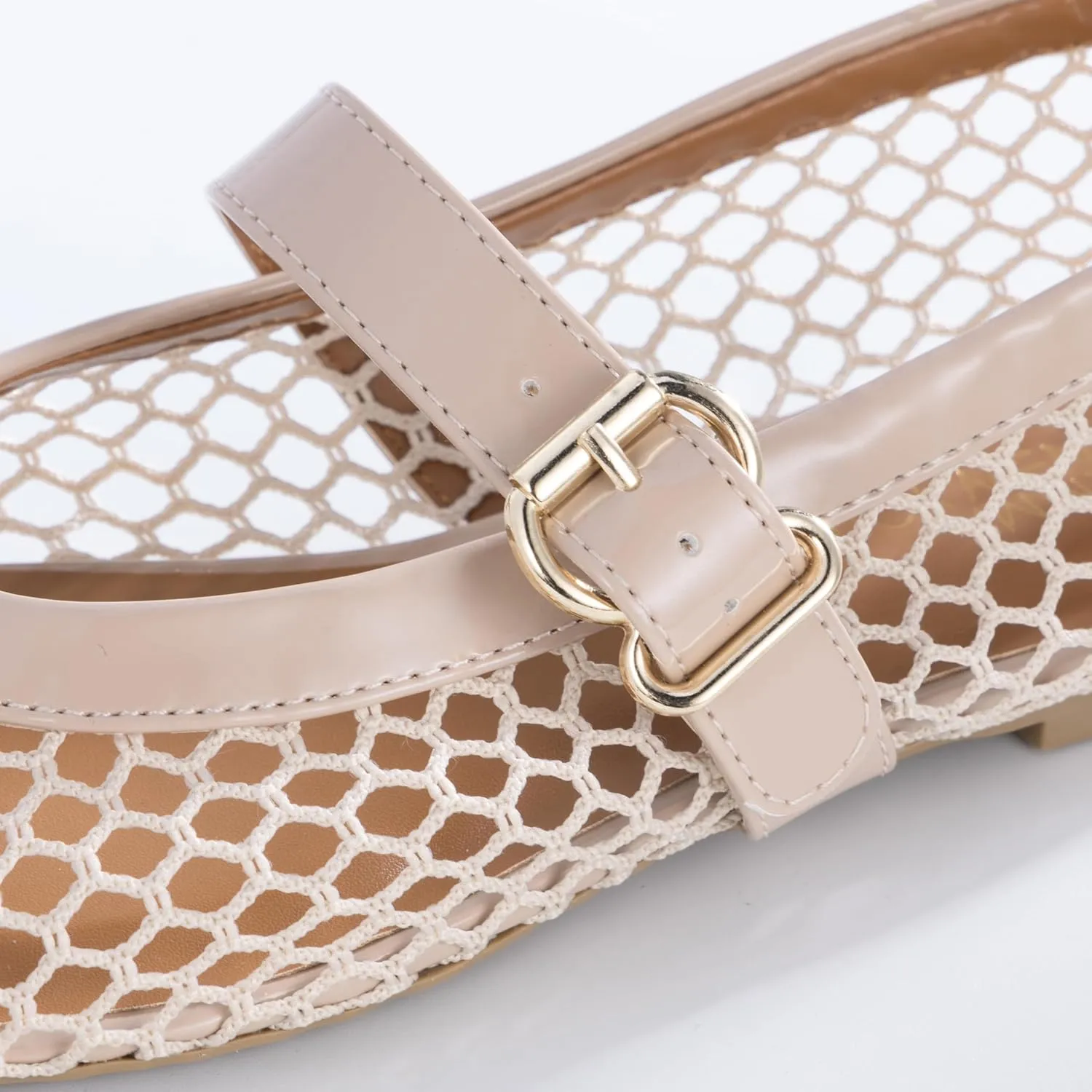 Flats �C Fishnet Mary Jane Flats with Adjustable Buckle Strap, Breathable & sting spinet lily nurture feasible Stylish Ballerina Shoes Women��s Mesh Ballet 