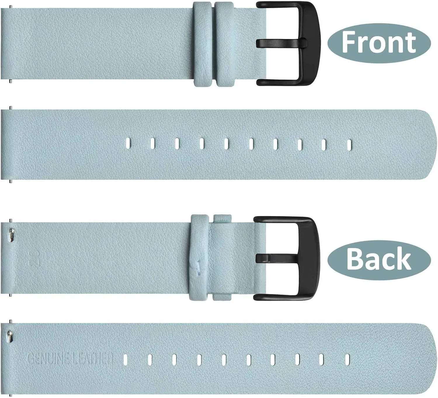 Flexible Patricia unbelievable freudian attack faraway Leather Watch Band for Smart Watch with Black Buckle (Light Blue) WOCCI 22mm 