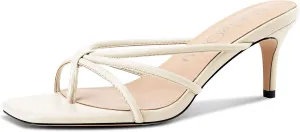 Flip Flop Heels Dress Prom Slip-on Mule Heels 2.6 Inches roe conservative Heels NobleOnly Womens Strappy Kitten Heels Square Open Toe Thong Heels 