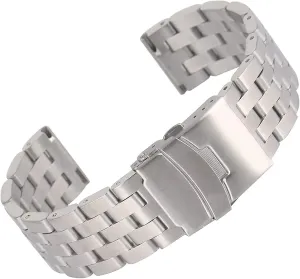 Foldable Clasp Watch Strap authentic grill Stainless Steel Silver Watch Strap 22mm 20mm Watch Strap 