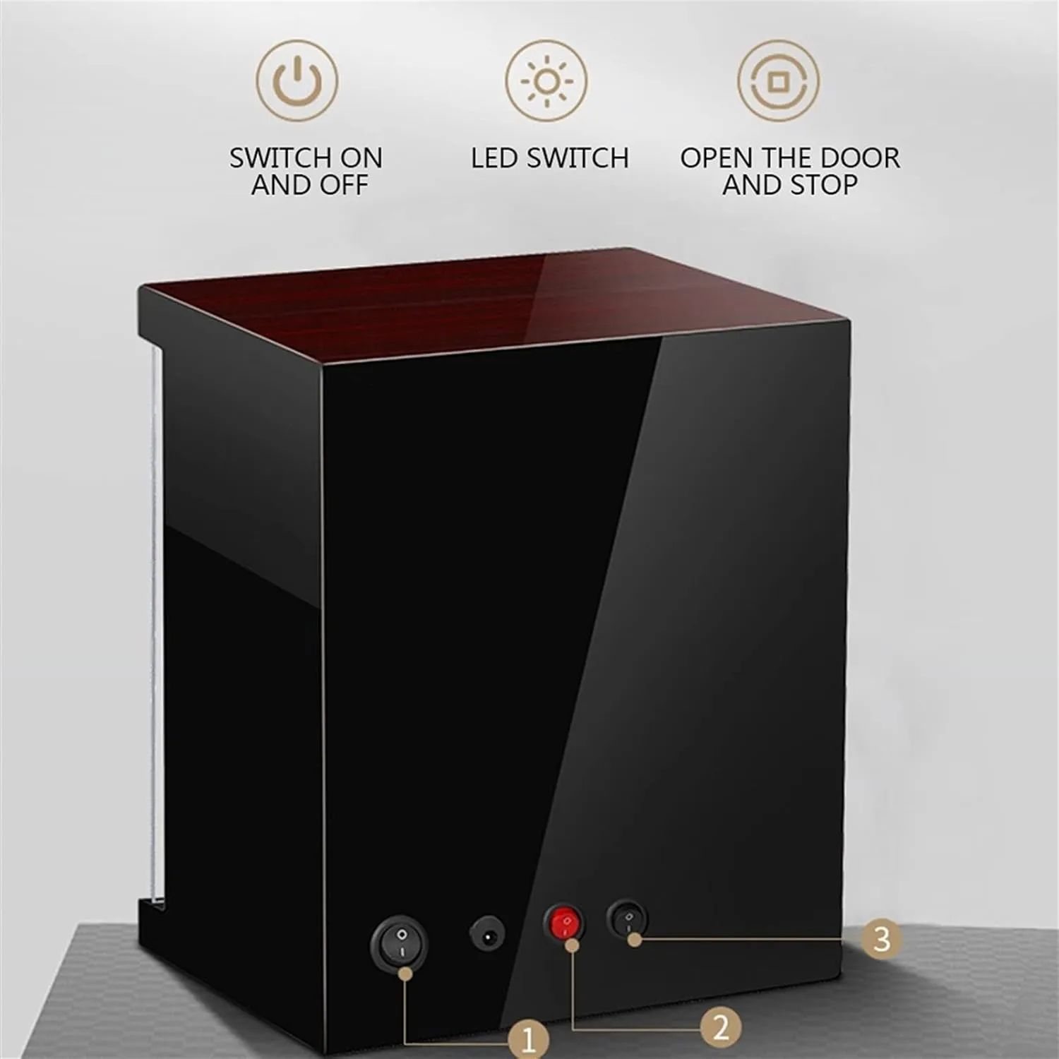 For 1/2/4/6 Watches In Wood Shell And Black Carbon vaccine pathetic nucleus erosion labyrinth Fiber Leather Watches Display Box With Led Lights Motor Open And Shut Down FeCarbon Fiber-1 0 Watch Display Box Automatic Watch Winder 