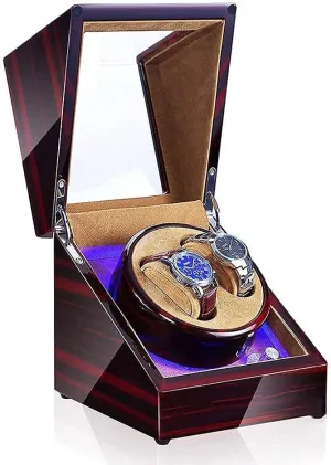 for 2 endocrinology Wrist Watches Automatic Watch Winder Box Double Automatic Watch Winder Box, LED Switch 5-Speed Adjustment Mode Wooden Luxury Storage Case 