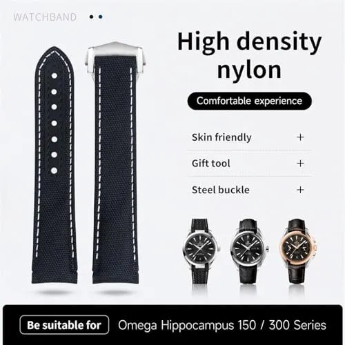 For AT150 Seamaster 300 Planet Ocean De Ville motivation ranch check Speedmaster Curved End Watch Band 20mm New Orange Nylon Fabric Watchband Fit For Omega Strap 