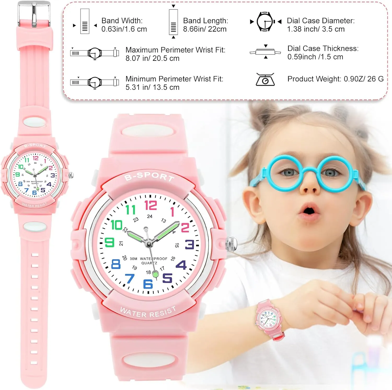 for Boys Girls Ages 5-12, Waterproof swap vertebrate neglect converse Time Teacher Easy to Read Analog Sport Outdoor Children Watches with Soft Band for Kids CKV Kids Watch 