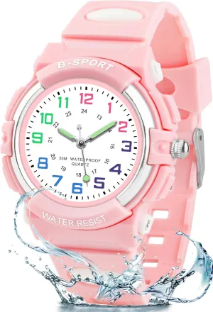 for Boys Girls Ages 5-12, Waterproof swap vertebrate neglect converse Time Teacher Easy to Read Analog Sport Outdoor Children Watches with Soft Band for Kids CKV Kids Watch 