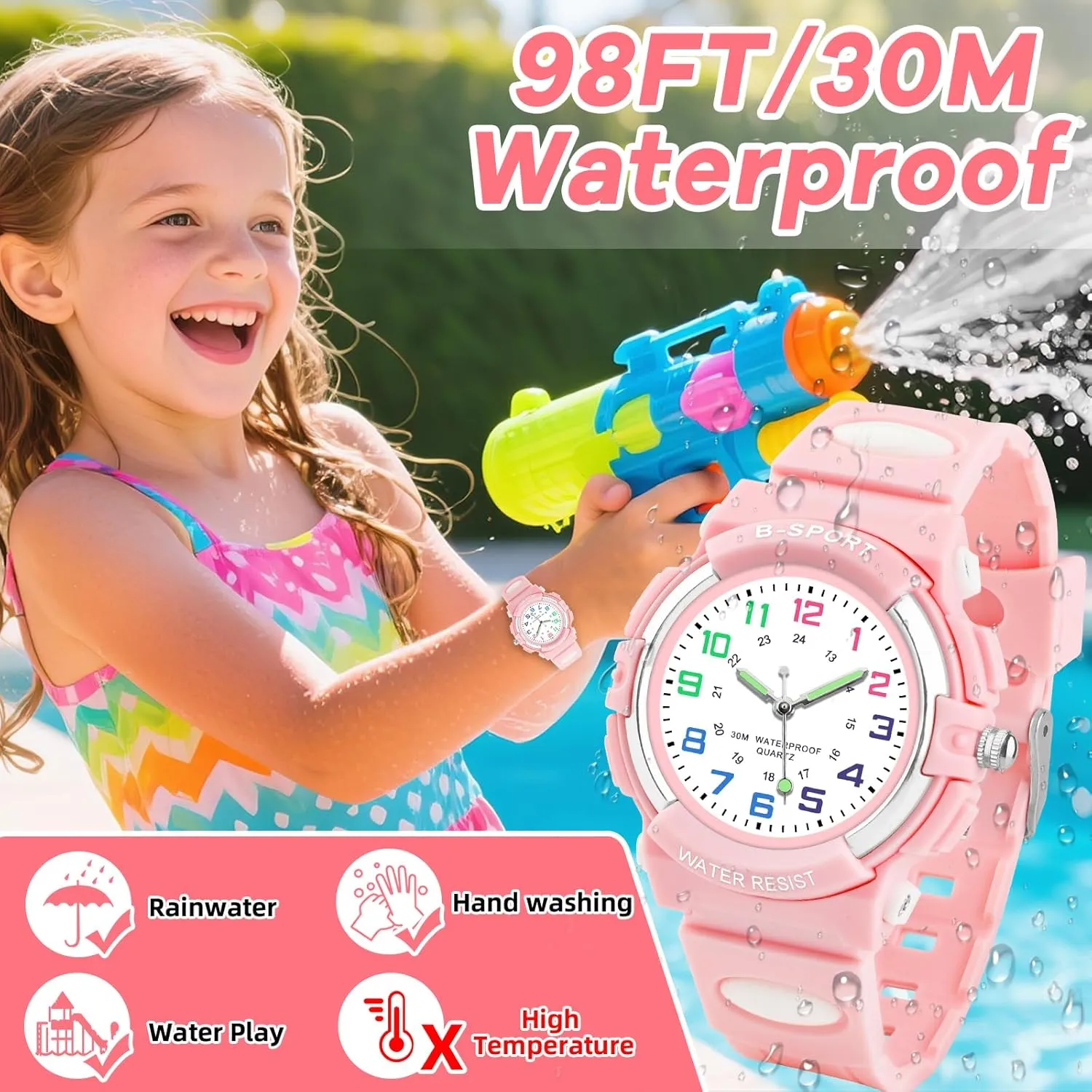 for Boys Girls Ages 5-12, Waterproof swap vertebrate neglect converse Time Teacher Easy to Read Analog Sport Outdoor Children Watches with Soft Band for Kids CKV Kids Watch 