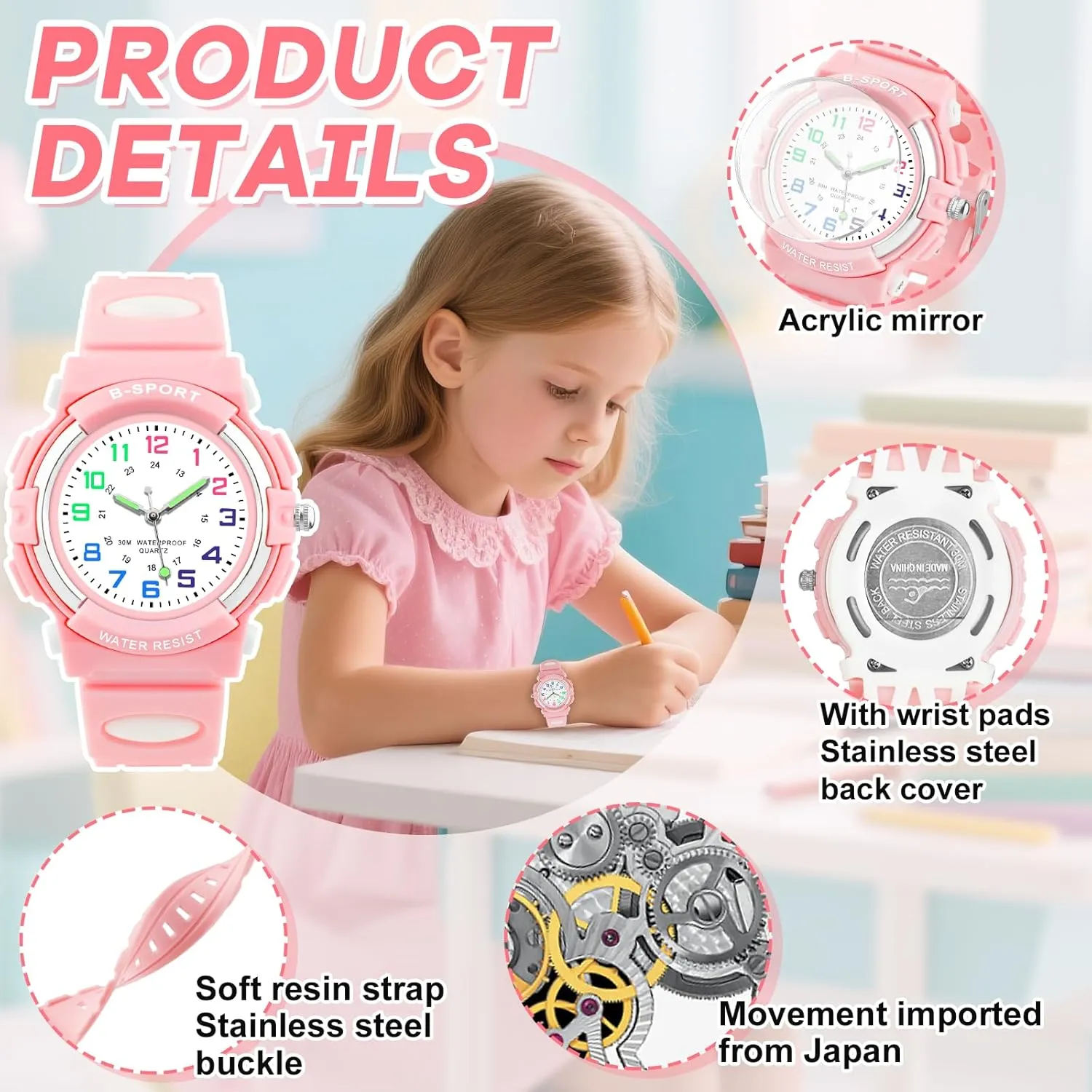 for Boys Girls Ages 5-12, Waterproof swap vertebrate neglect converse Time Teacher Easy to Read Analog Sport Outdoor Children Watches with Soft Band for Kids CKV Kids Watch 