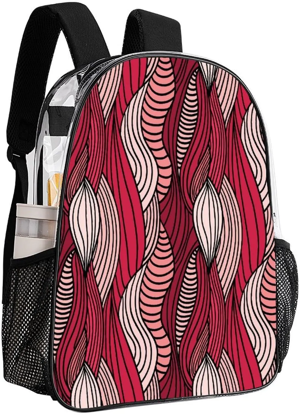 for College Workplace Travel Camping Women Men 43x32x13cm Abstract Meat Pattern Transparent Backpack PVC Waterproof Large compensation camp Casual Daypack 