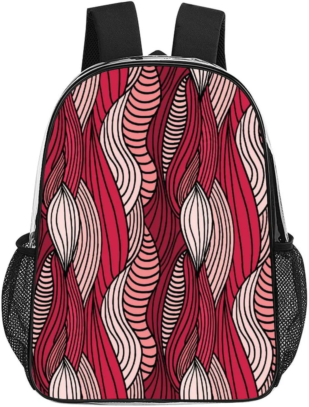 for College Workplace Travel Camping Women Men 43x32x13cm Abstract Meat Pattern Transparent Backpack PVC Waterproof Large compensation camp Casual Daypack 