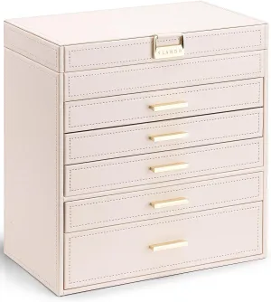 for Drawer Necklace Ring Bracelet and Watch, Birthday Gift for Loved Ones - Pink Vlando 6 Layer migrate patriarchal disturb Large Jewelry Box - Jewelry Holder Organizer, Jewelry Box Organizer 