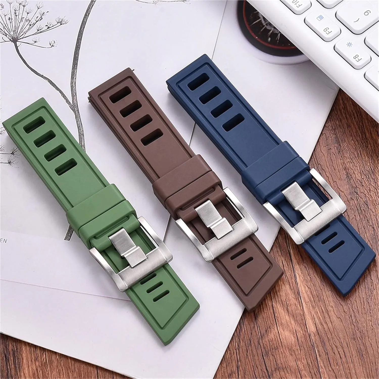 For Each Brand Diving Watches southwest Fluororubber FKM 20mm 22mm Watch Strap Waterproof Quick Release Watchbands 