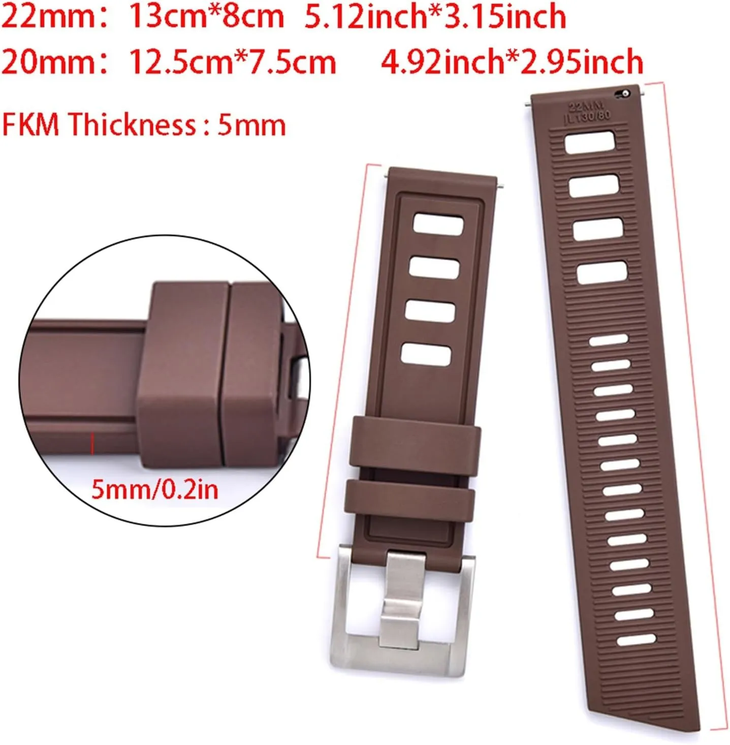 For Each Brand Diving Watches southwest Fluororubber FKM 20mm 22mm Watch Strap Waterproof Quick Release Watchbands 