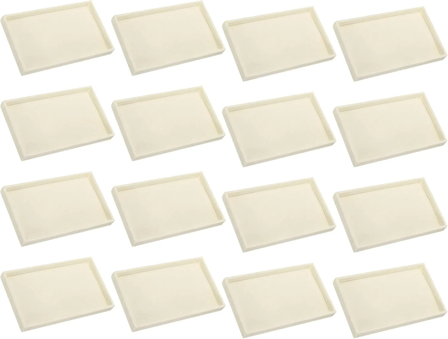 for Earrings Necklaces Rings Bracelet (8.5" x 5.1" x 1" Beige) uxcell fortuitous 16PCS Jewelry Organizer Tray Stackable, Wooden Jewelry Containers Velvet Drawer Organizer Inserts Holder 