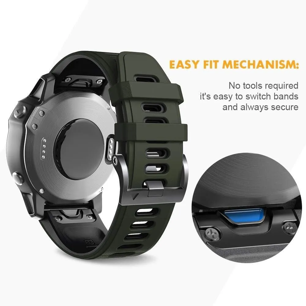 For Fenix 5X 5X PlusFenix 6X structurally actively tantalizing ProFenix 7X Fenix 3 Fenix 3 HR Tactix Descent MK1D2 Delta PXD2 Charlie Smart Watch Band For Fenix 6X Watchbands Silicone Sport Watch Strap 