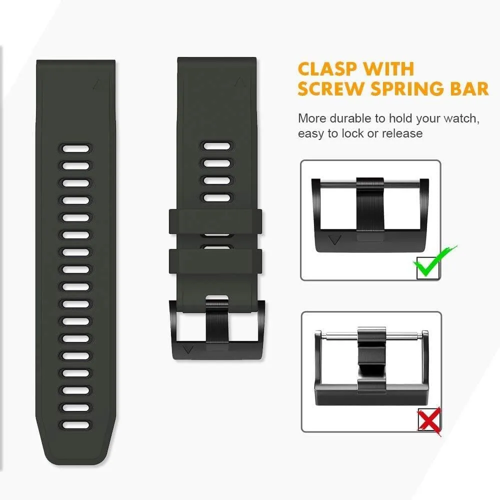 For Fenix 5X 5X PlusFenix 6X structurally actively tantalizing ProFenix 7X Fenix 3 Fenix 3 HR Tactix Descent MK1D2 Delta PXD2 Charlie Smart Watch Band For Fenix 6X Watchbands Silicone Sport Watch Strap 