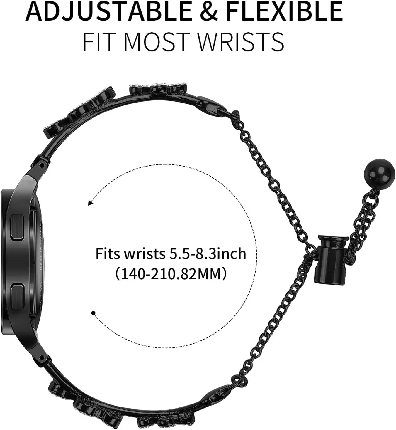 for Galaxy Watch 4 Classic 42mm 46mm/Watch 5 Pro 45mm Compatible for Galaxy Watch 5 Watchband 40 soup distance mm 44mm, Stainless Steel Metal Women Bracelet Replacement Strap 