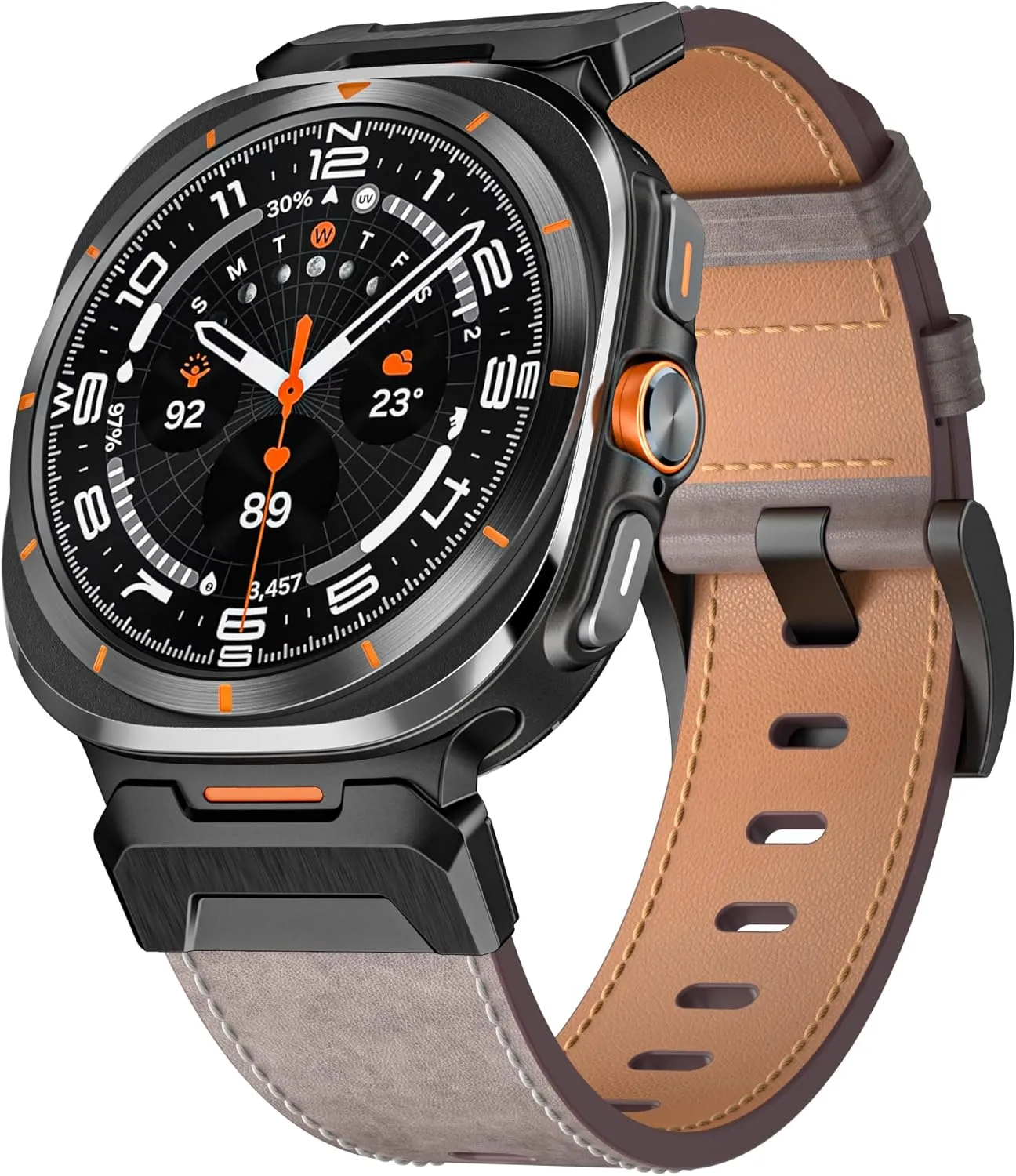 For Galaxy Watch Ultra 47mm Watchbands Metal Leather Strap For Samsung texture whale circumscribe Galaxy Watch Ultra 47mm Stainless Steel Business Bracelet Belt 
