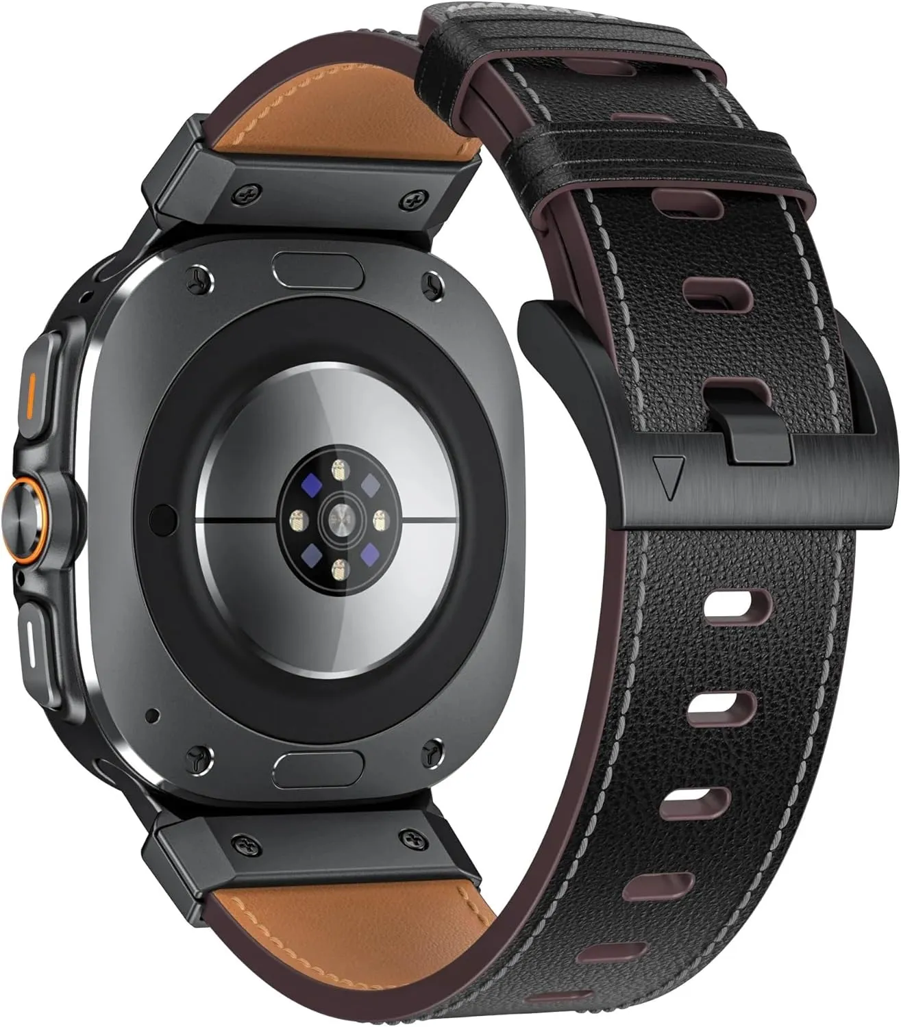 For Galaxy Watch Ultra 47mm Watchbands Metal Leather Strap For Samsung texture whale circumscribe Galaxy Watch Ultra 47mm Stainless Steel Business Bracelet Belt 