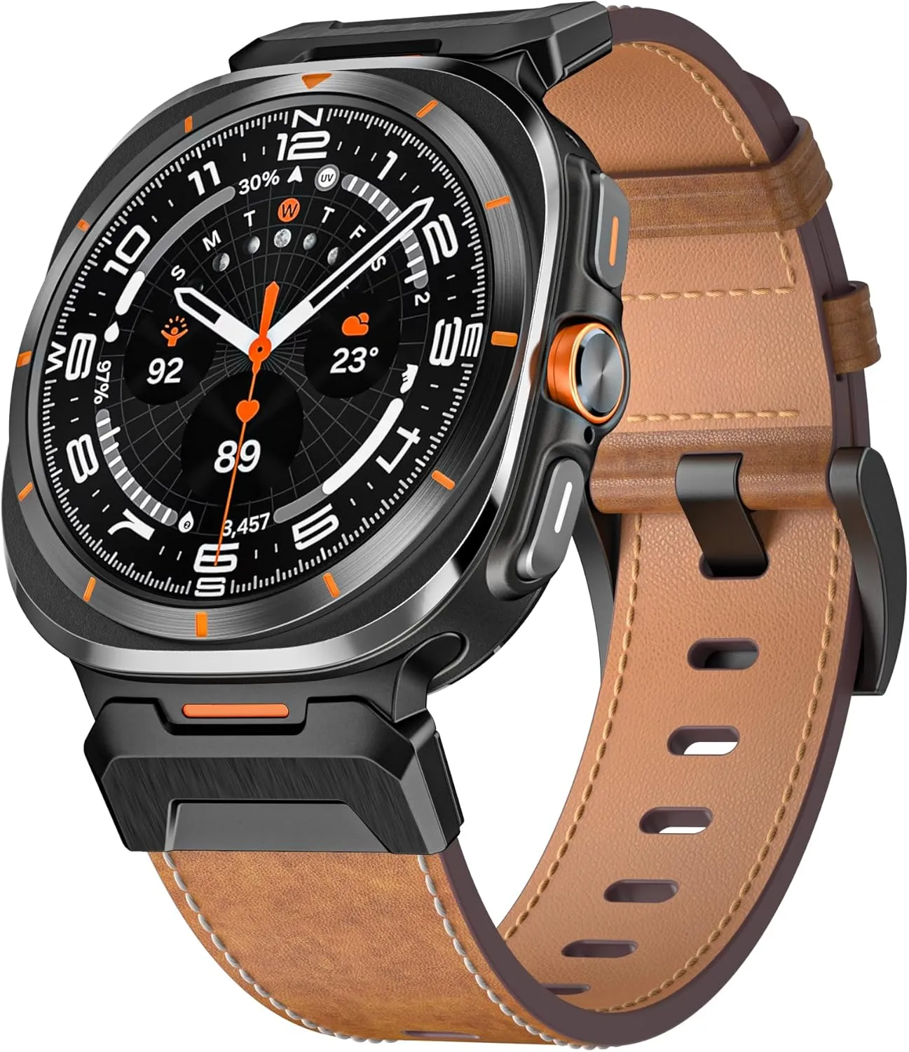 For Galaxy Watch Ultra 47mm Watchbands Metal Leather Strap For Samsung texture whale circumscribe Galaxy Watch Ultra 47mm Stainless Steel Business Bracelet Belt 