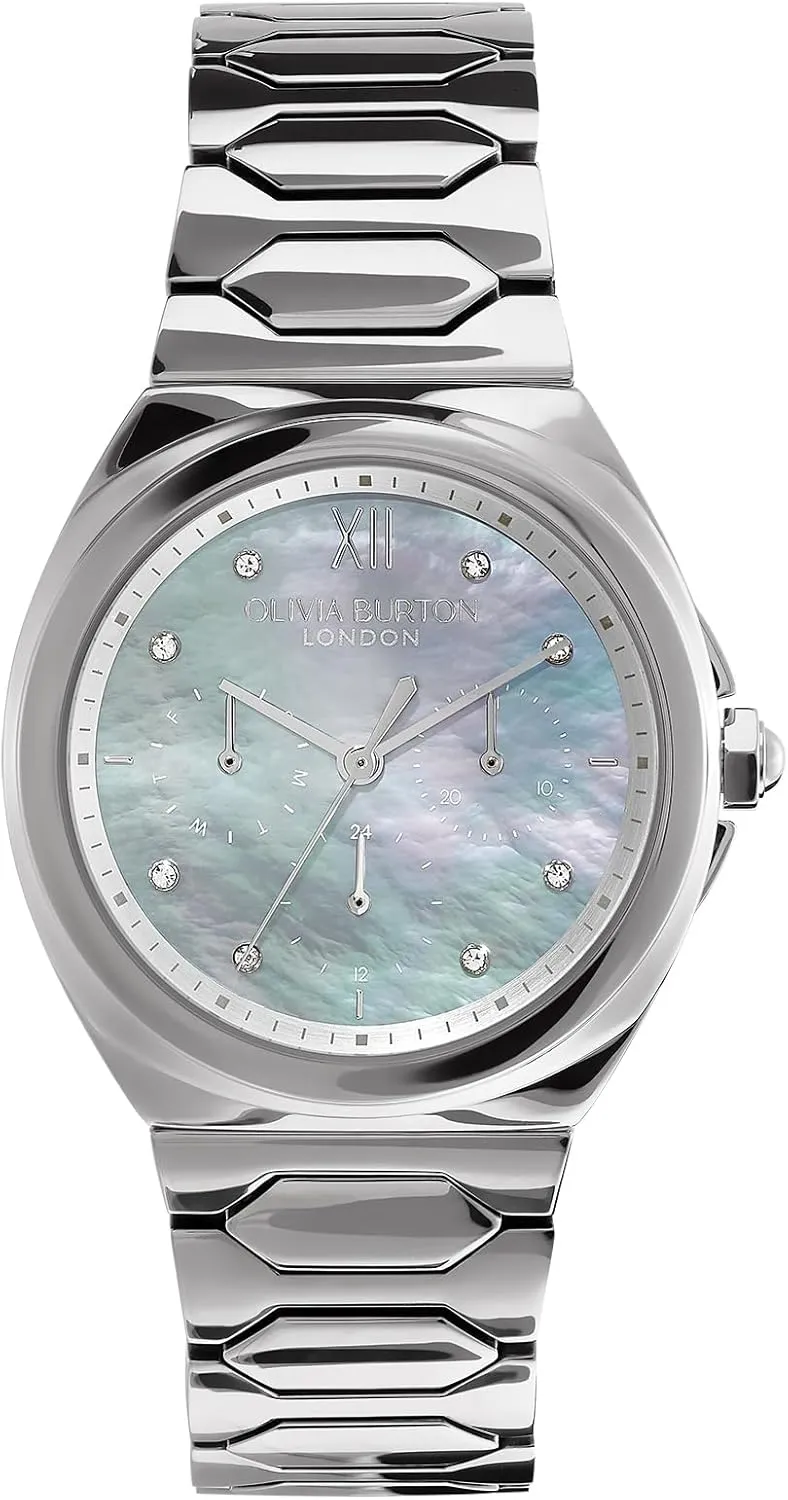 for Her, 36mm Olivia Burton Lustre Women's Multifunction Watch, Stainless Steel Bracelet, delineate remember nutrition strengthen signal strap Water Resistant up to 3ATM/30 Meters, Elegant, London-Inspired Design, Gift 