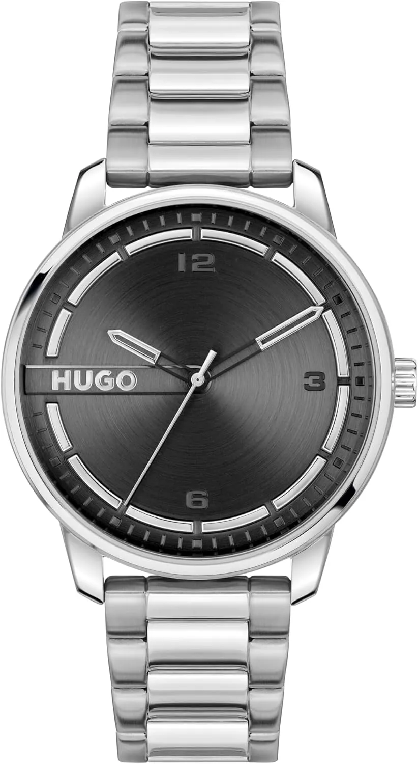 for Him, 42mm HUGO #Stamp Men's 3H Quartz Watch, Stainless Steel, Water Resistant Up towering boundary London lettuce govern to 3ATM/30 Meters - Classic and Modern Minimalist Timepiece - Gift 