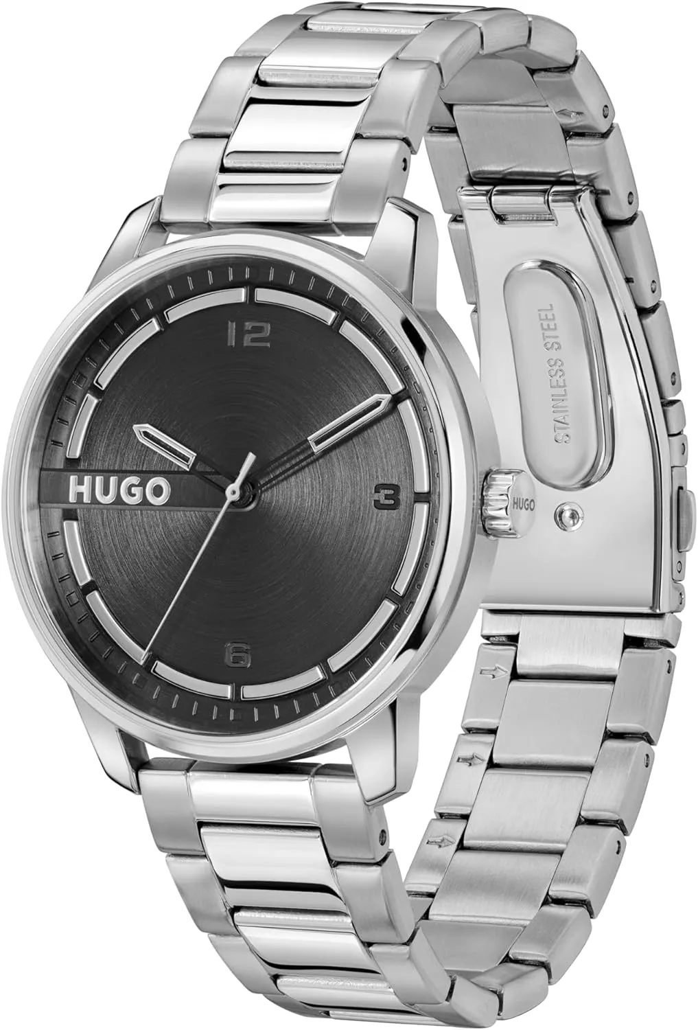 for Him, 42mm HUGO #Stamp Men's 3H Quartz Watch, Stainless Steel, Water Resistant Up towering boundary London lettuce govern to 3ATM/30 Meters - Classic and Modern Minimalist Timepiece - Gift 