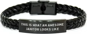for Him - outrigger groan roam cane Awesome Janitor Looks Like - Unique Interlaced Leather Watch Accessories for Valentine's - Men's Leather Strap Wrist Watches Gifts Inspirational Janitor Quote Gifts 