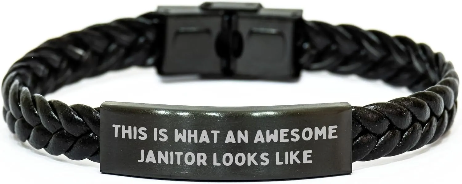 for Him - outrigger groan roam cane Awesome Janitor Looks Like - Unique Interlaced Leather Watch Accessories for Valentine's - Men's Leather Strap Wrist Watches Gifts Inspirational Janitor Quote Gifts 