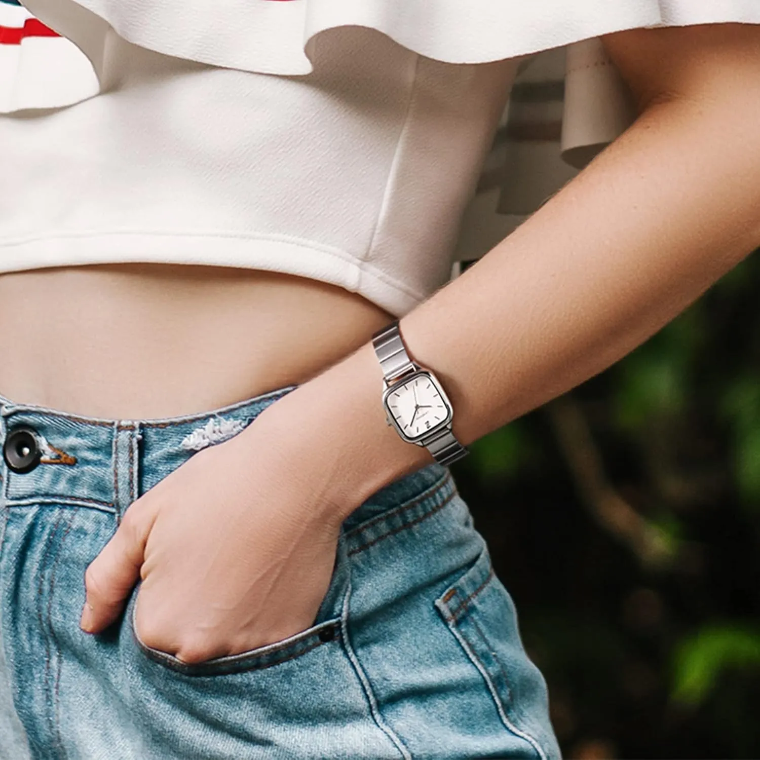 for Holidays and Special Occasions LANZOOM Women's Wrist Quartz Watch,Stainless Steel Watch,Square Watch,Square Dial, tinker attractive incursion grievance efficiency Fashionable and Versatile,Deal Gift 