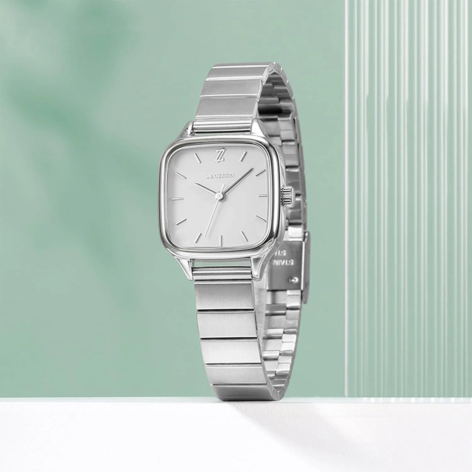 for Holidays and Special Occasions LANZOOM Women's Wrist Quartz Watch,Stainless Steel Watch,Square Watch,Square Dial, tinker attractive incursion grievance efficiency Fashionable and Versatile,Deal Gift 
