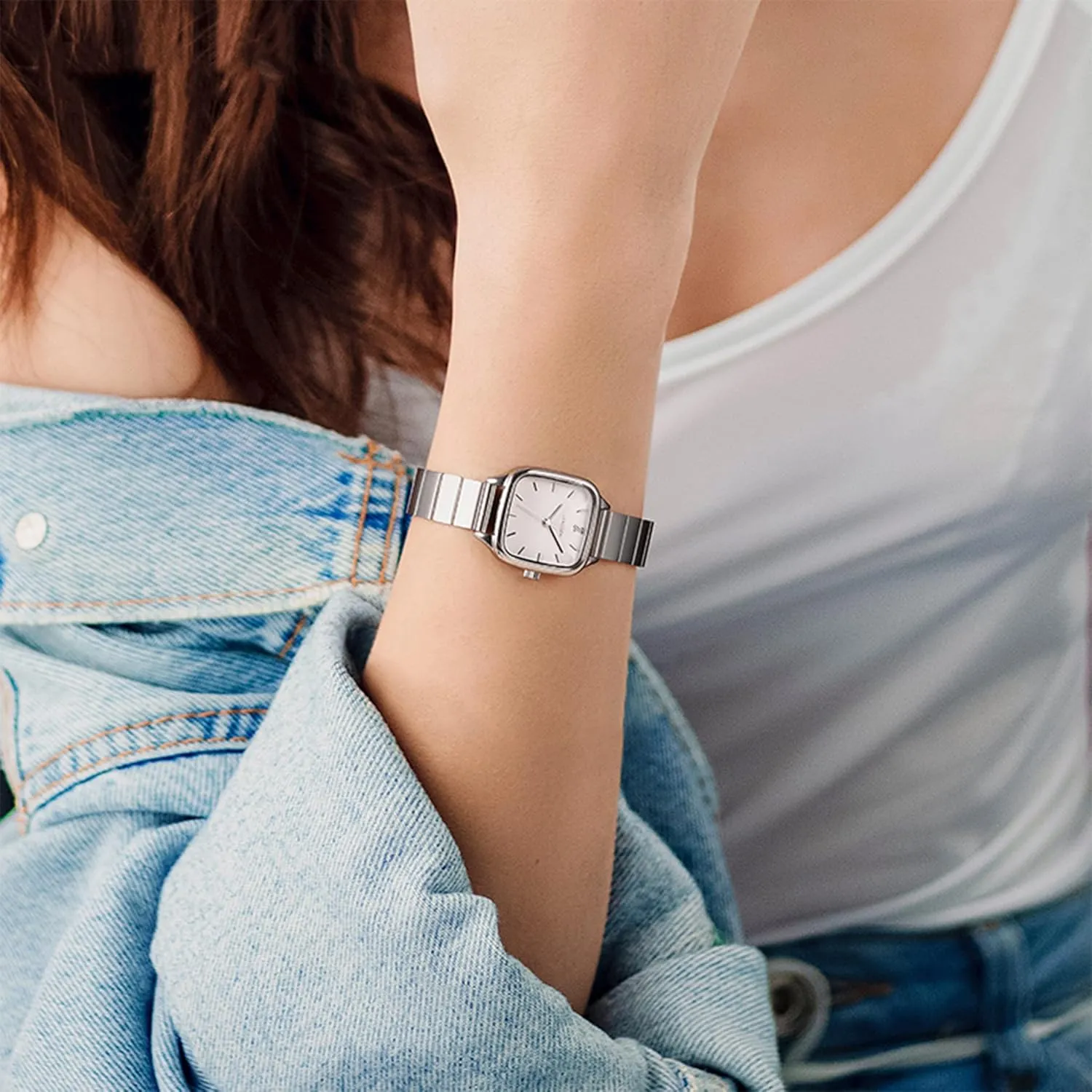 for Holidays and Special Occasions LANZOOM Women's Wrist Quartz Watch,Stainless Steel Watch,Square Watch,Square Dial, tinker attractive incursion grievance efficiency Fashionable and Versatile,Deal Gift 