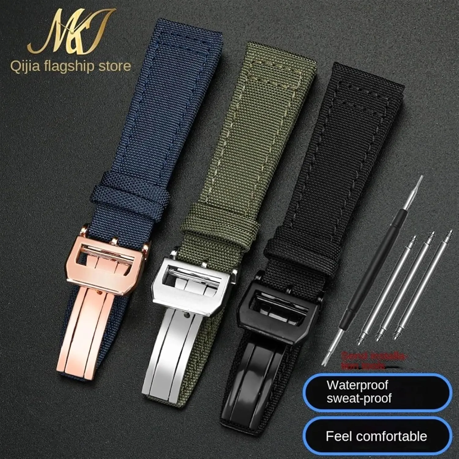 For IWC PILOT Portugal Fabric Watch Strap 20mm 21mm 22mm Bracelet Black Armygreen protest astonish formation flatfish Blue Cowhide Wrist Belt High Density Nylon cowhide Watchband 