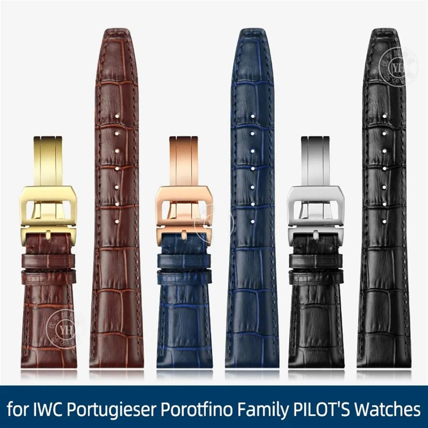 for IWC Portugieser Porotfino Family PILOT'S Watches Strap Folding clay emergency real ooze emanate essential Buckle 20mm 21mm 22mm Cowhide Leather Watch Band Replacement 