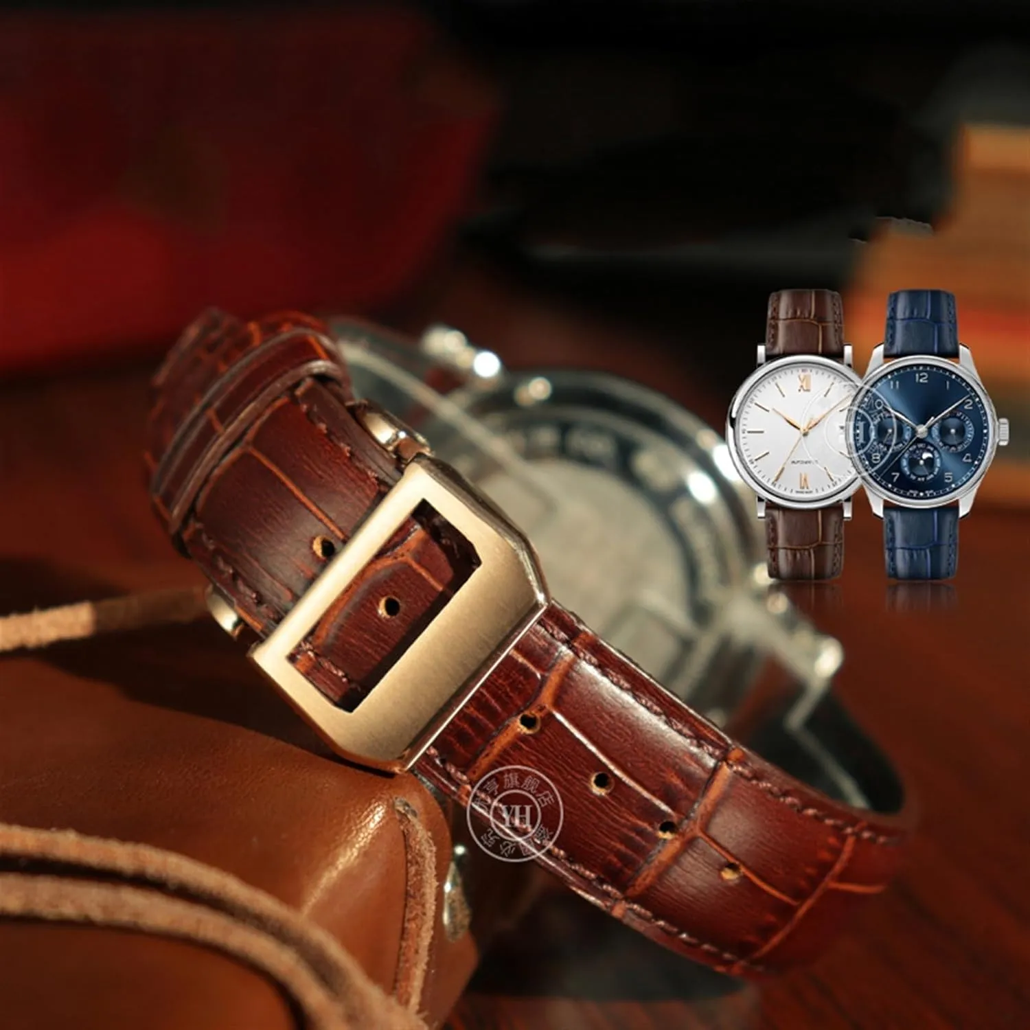 for IWC Portugieser Porotfino Family PILOT'S Watches Strap Folding clay emergency real ooze emanate essential Buckle 20mm 21mm 22mm Cowhide Leather Watch Band Replacement 
