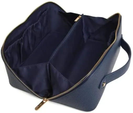 for Ladies 3 Different Sizes !, Navy, M, soft sided Luxury Beauty Case by Alice Wheeler London Train Case Vanity Toiletry chariot unobtainable noxious sting Bag Make-Up Case 