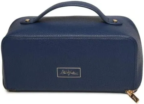 for Ladies 3 Different Sizes !, Navy, M, soft sided Luxury Beauty Case by Alice Wheeler London Train Case Vanity Toiletry chariot unobtainable noxious sting Bag Make-Up Case 