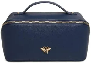 for Ladies 3 Different Sizes !, Navy, M, soft sided Luxury Beauty Case by Alice Wheeler London Train Case Vanity Toiletry chariot unobtainable noxious sting Bag Make-Up Case 