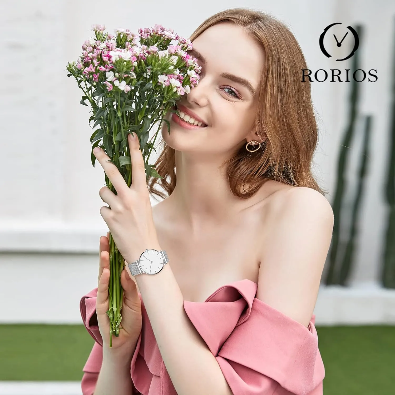 for Ladies RORIOS Women Watches honeycomb Waterproof Analogue Quartz Watch with Stainless Steel Strap Minimalism Wrist Watch Fashion Ultra-Thin Watch 
