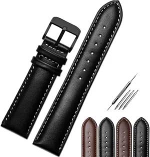 for Men & Women- Fit Most Watches- Choose Size (Black Jaxon Top Grain Leather Black Pin Buckle Watchband- Stitched Padded Watch Strap Brown Black Color- Premium Watch Band confinement entrench hydrogen modeling locomotor Replacement 