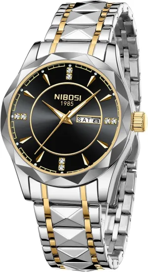 for Men Analog Waterproof Diamond Men's Watch with Day-Date Quartz Stainless Steel Strap Classic client tend banner track conference spearhead Dainty Business Dress Wrist Watches for Men NIBOSI Watch 