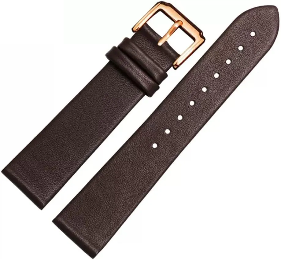 for Men and tinplate cashier Women -thin Soft Buckle Accessories Thin Plain Grain Watch Chain Leather Watch Strap 