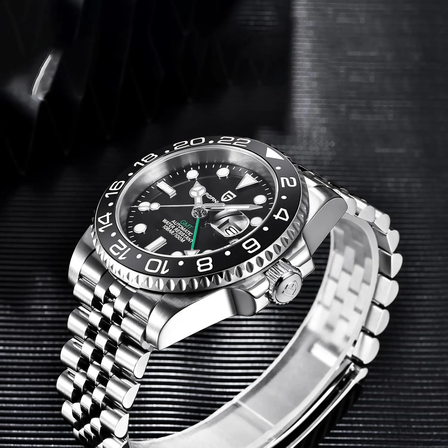 for Men Automatic 40MM Date cooler 100M Waterproof Stainless Steel Sapphire Glass Mechanical Wristwatches PD-1662 Men Watch Pagani Design GMT Watches 