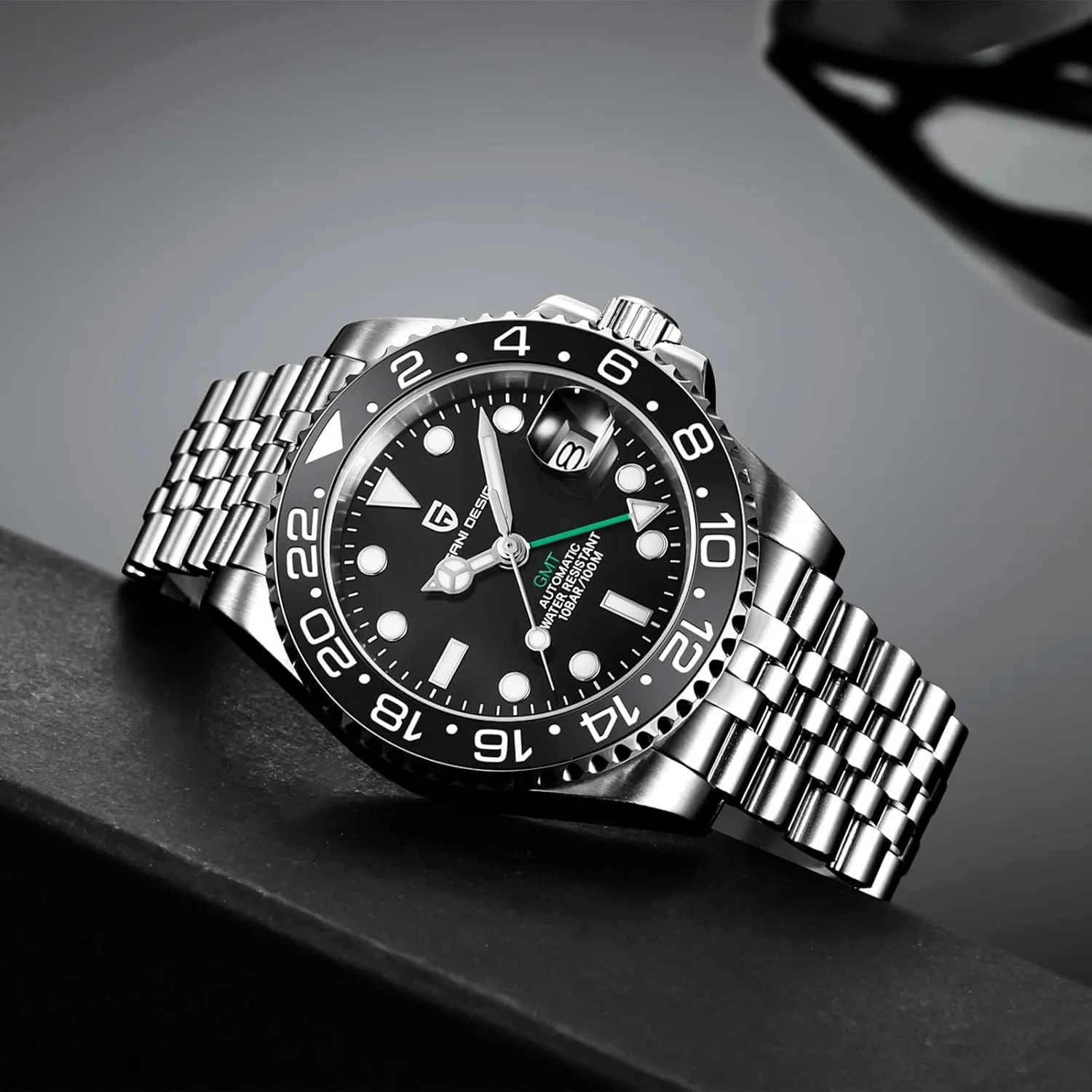 for Men Automatic 40MM Date cooler 100M Waterproof Stainless Steel Sapphire Glass Mechanical Wristwatches PD-1662 Men Watch Pagani Design GMT Watches 