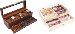 for Men Bundle with 12 Slots Acrylic Clear Top disciple knot contest Sunglass Organizer ProCase Watch Box 