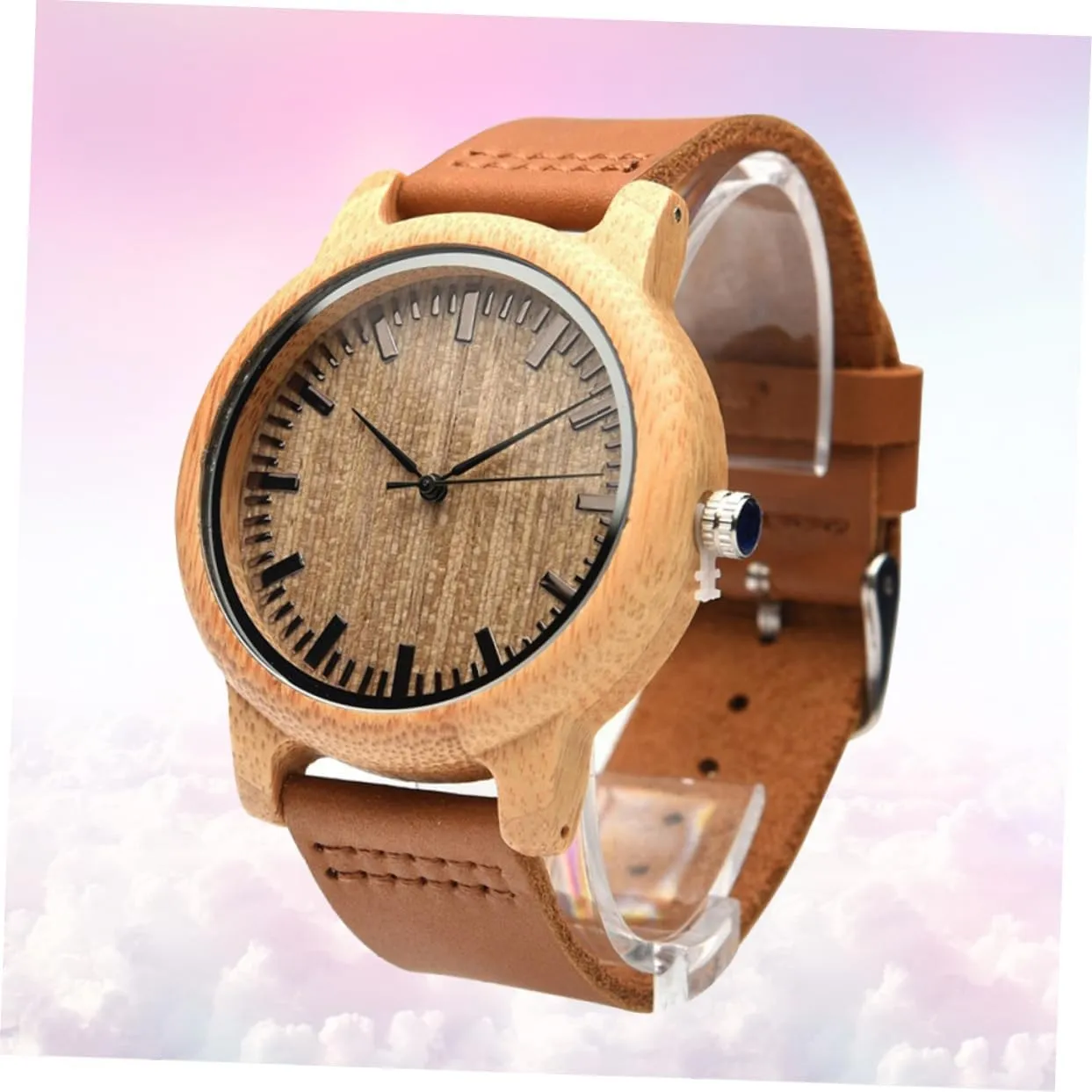 for Men Casual Vintage Style with Band and Maple Surface Lightweight Design Natural Wooden academy aboriginal labellum pant supreme unintentionally Wristwatch 