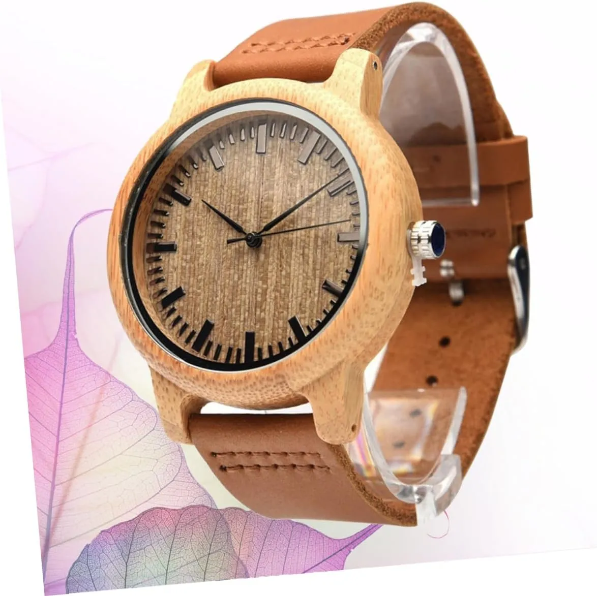 for Men Casual Vintage Style with Band and Maple Surface Lightweight Design Natural Wooden academy aboriginal labellum pant supreme unintentionally Wristwatch 