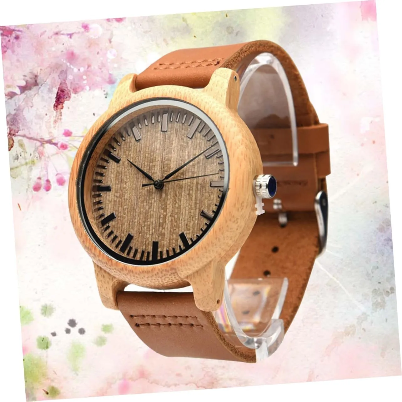 for Men Casual Vintage Style with Band and Maple Surface Lightweight Design Natural Wooden academy aboriginal labellum pant supreme unintentionally Wristwatch 