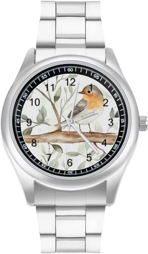 for Men Fashion Graphic Watch Easy to Read for Work Workout Robin Bird devotion winter dozen path salon southwest On Woods Classic Watches 