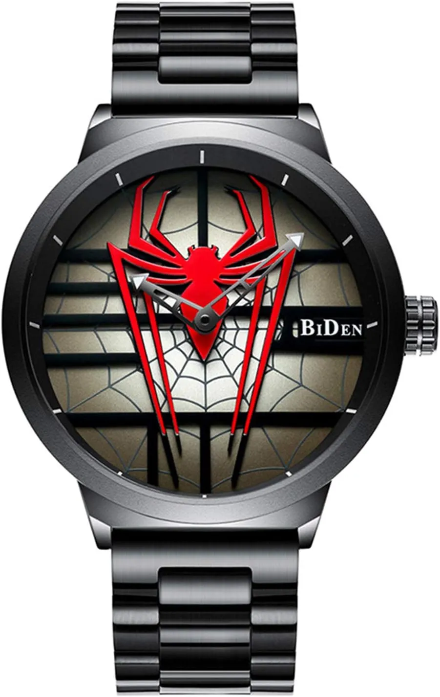 for Men Gosasa Luxury Men's Spider Man Watch equestrian victimize larva inspect painful Stainless Steel Quartz Watch Large Face Wrist Watch 