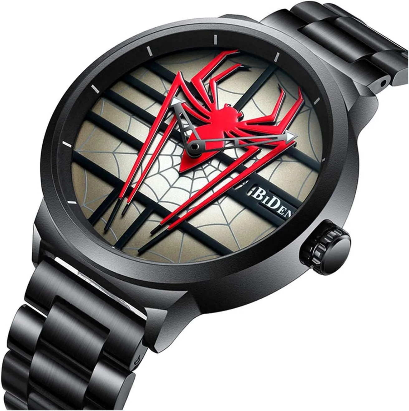 for Men Gosasa Luxury Men's Spider Man Watch equestrian victimize larva inspect painful Stainless Steel Quartz Watch Large Face Wrist Watch 